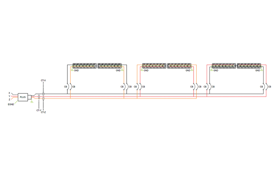 Wiring diagram for alternating phase 208V 3 60A PDU